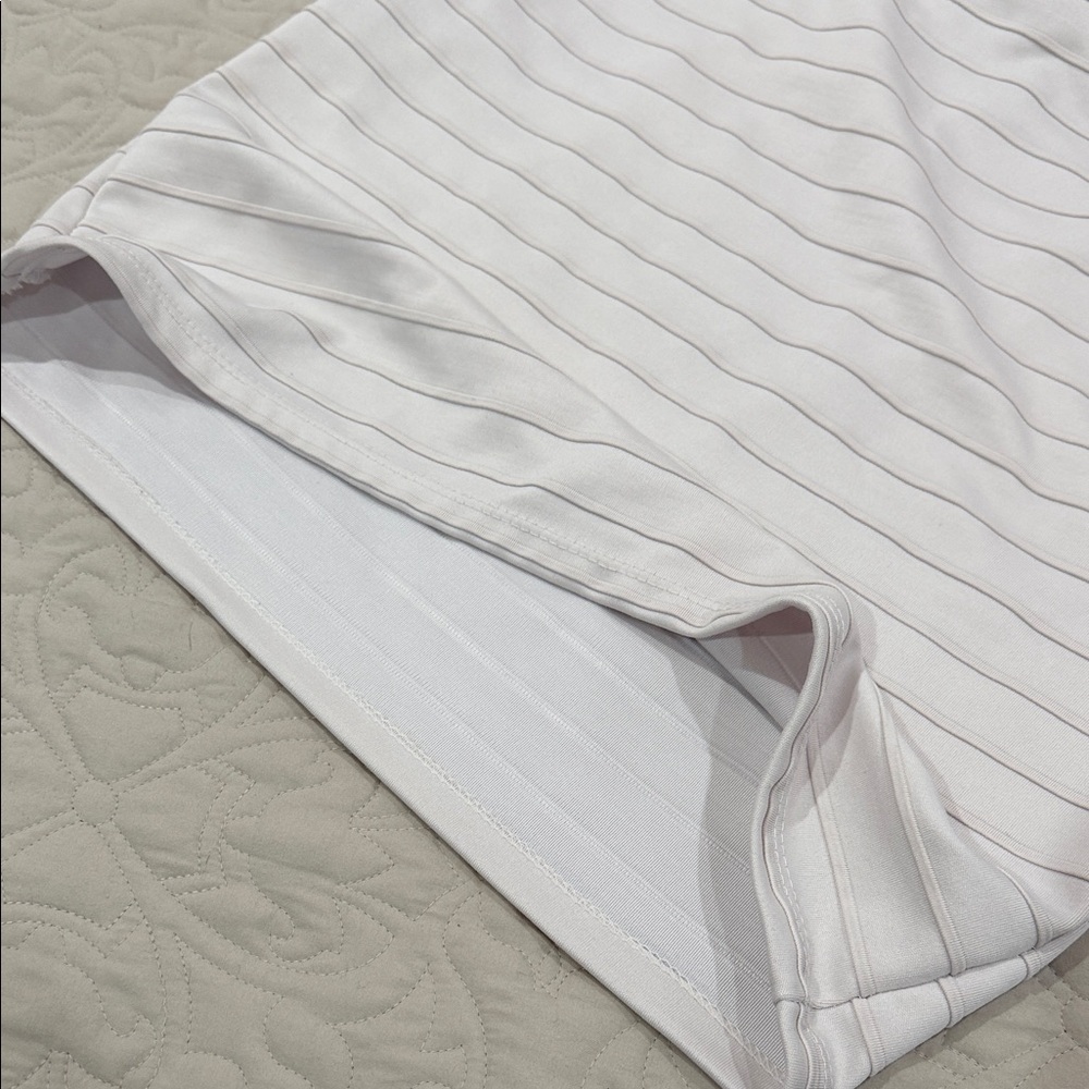 Classic Light Beige Striped Elastic-Waist Pencil Skirt - Picture 4 of 4